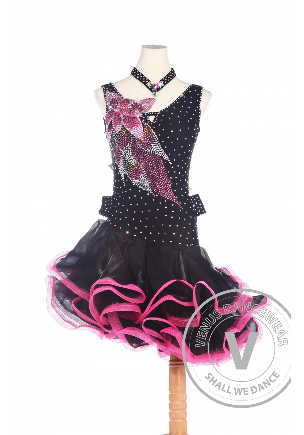 Red and Black American Rhythm Salsa Rumba Competition Dance Dress