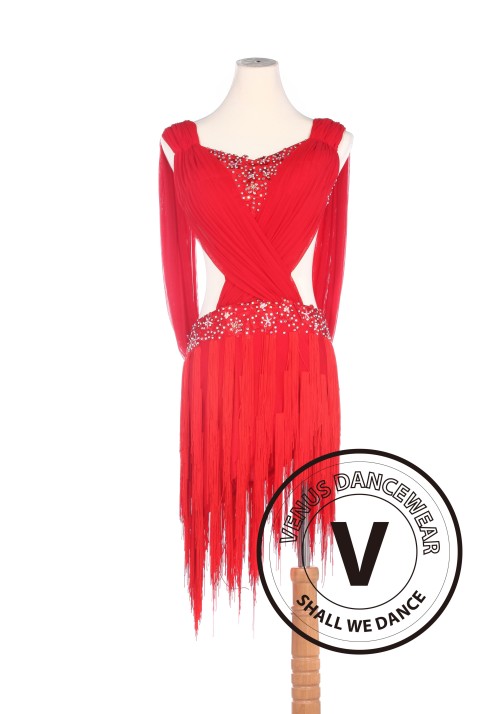 Red Latin Rhythm Salsa Rumba Latin Competition Dancing Dress