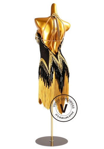 Golden Eclipse Latin Rhythm Chacha Salsa Rumba Competition Dance Dress