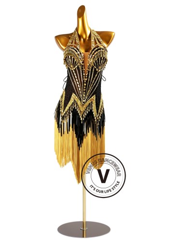 Golden Eclipse Latin Rhythm Chacha Salsa Rumba Competition Dance Dress