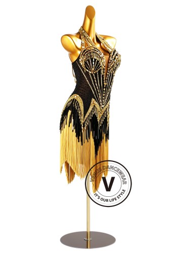 Golden Eclipse Latin Rhythm Chacha Salsa Rumba Competition Dance Dress