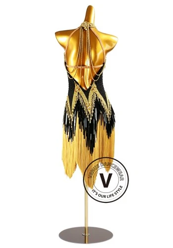 Golden Eclipse Latin Rhythm Chacha Salsa Rumba Competition Dance Dress