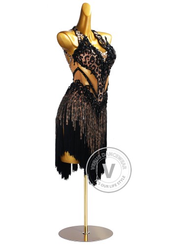 Bronze Leopard Shadow Latin Rhythm Chacha Salsa Rumba Competition Dance Dress