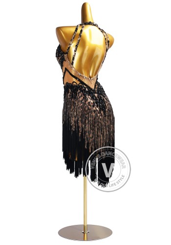 Bronze Leopard Shadow Latin Rhythm Chacha Salsa Rumba Competition Dance Dress