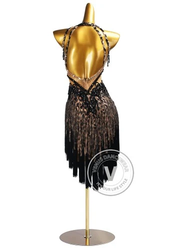 Bronze Leopard Shadow Latin Rhythm Chacha Salsa Rumba Competition Dance Dress