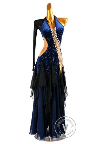 Midnight Sapphire Waltz Ballroom Dress American Smooth Competition Dresses