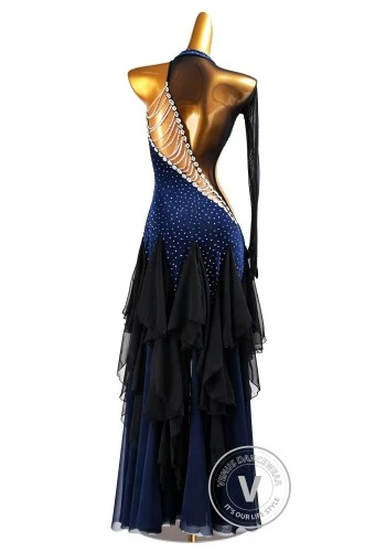 Midnight Sapphire Waltz Ballroom Dress American Smooth Competition Dresses