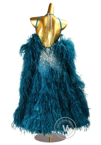 Teal Radiance Waltz Ballroom Dress American Smooth Competition Dresses