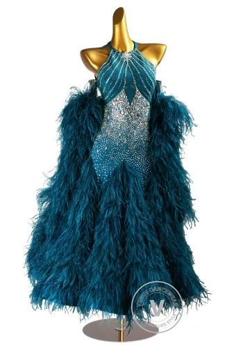 Teal Radiance Waltz Ballroom Dress American Smooth Competition Dresses