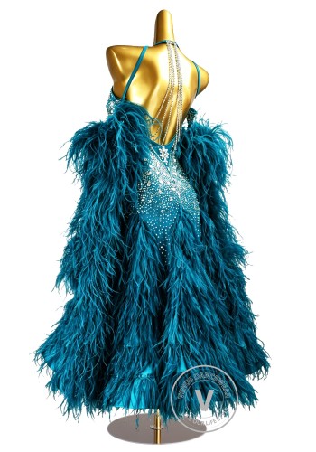Teal Radiance Waltz Ballroom Dress American Smooth Competition Dresses