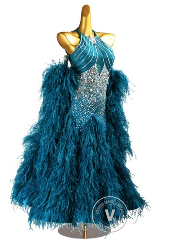 Teal Radiance Waltz Ballroom Dress American Smooth Competition Dresses