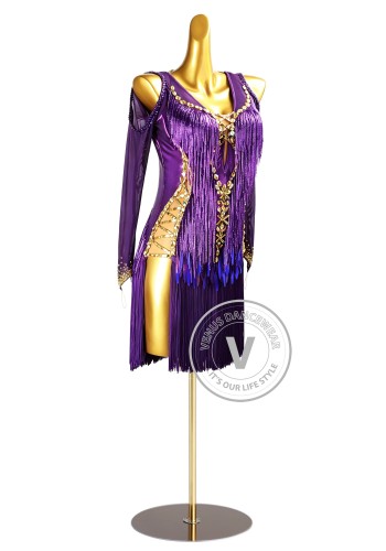 Purple Amethyst Glow Latin Rhythm Chacha Salsa Rumba Competition Dance Dress