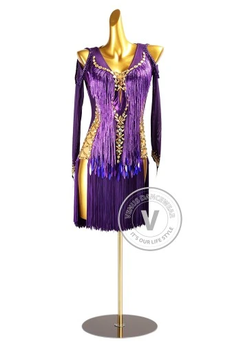 Purple Amethyst Glow Latin Rhythm Chacha Salsa Rumba Competition Dance Dress