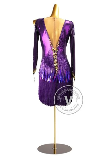 Purple Amethyst Glow Latin Rhythm Chacha Salsa Rumba Competition Dance Dress