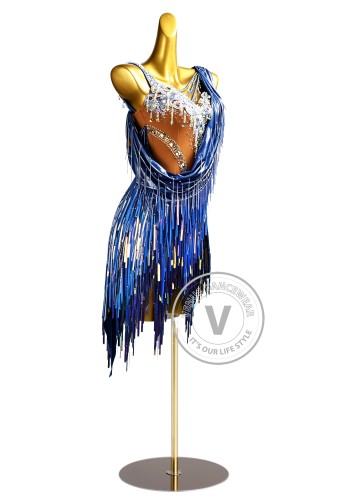 Blue Mirage Latin Rhythm Chacha Salsa Rumba Competition Dance Dress