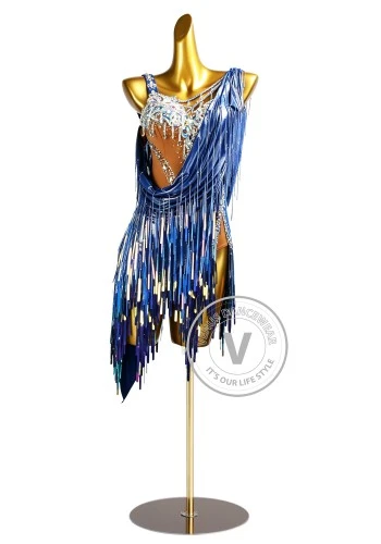 Blue Mirage Latin Rhythm Chacha Salsa Rumba Competition Dance Dress