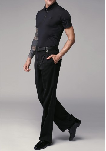 TID Men's Short Sleeve Polo Dance Shirt with Plaid Collar A002H