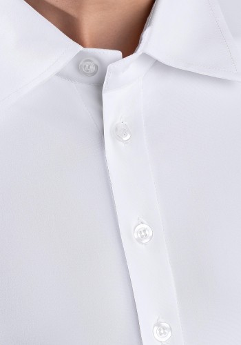White Men's Slim Fit Button-Up Latin Dance Shirt with Built-In Body Brief ML19