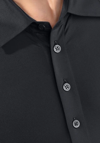 Black Men's Fitted Lapel Latin Dance Shirt with Integrated Body Brief ML20