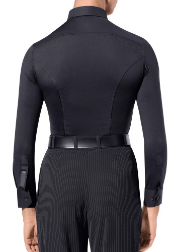 Men's Fitted Lapel Latin Dance Shirt with Integrated Body Brief ML21