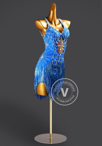 Blue Reverie Latin Rhythm Chacha Salsa Rumba Competition Dance Dress