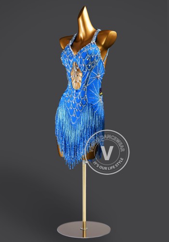 Blue Reverie Latin Rhythm Chacha Salsa Rumba Competition Dance Dress