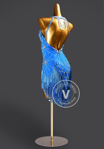 Blue Reverie Latin Rhythm Chacha Salsa Rumba Competition Dance Dress