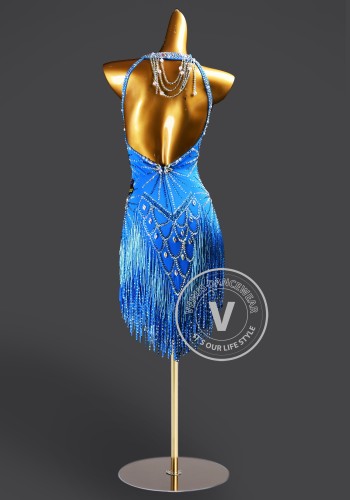 Blue Reverie Latin Rhythm Chacha Salsa Rumba Competition Dance Dress