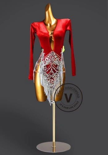 Scarlet Empress Latin Rhythm Chacha Salsa Rumba Competition Dance Dress