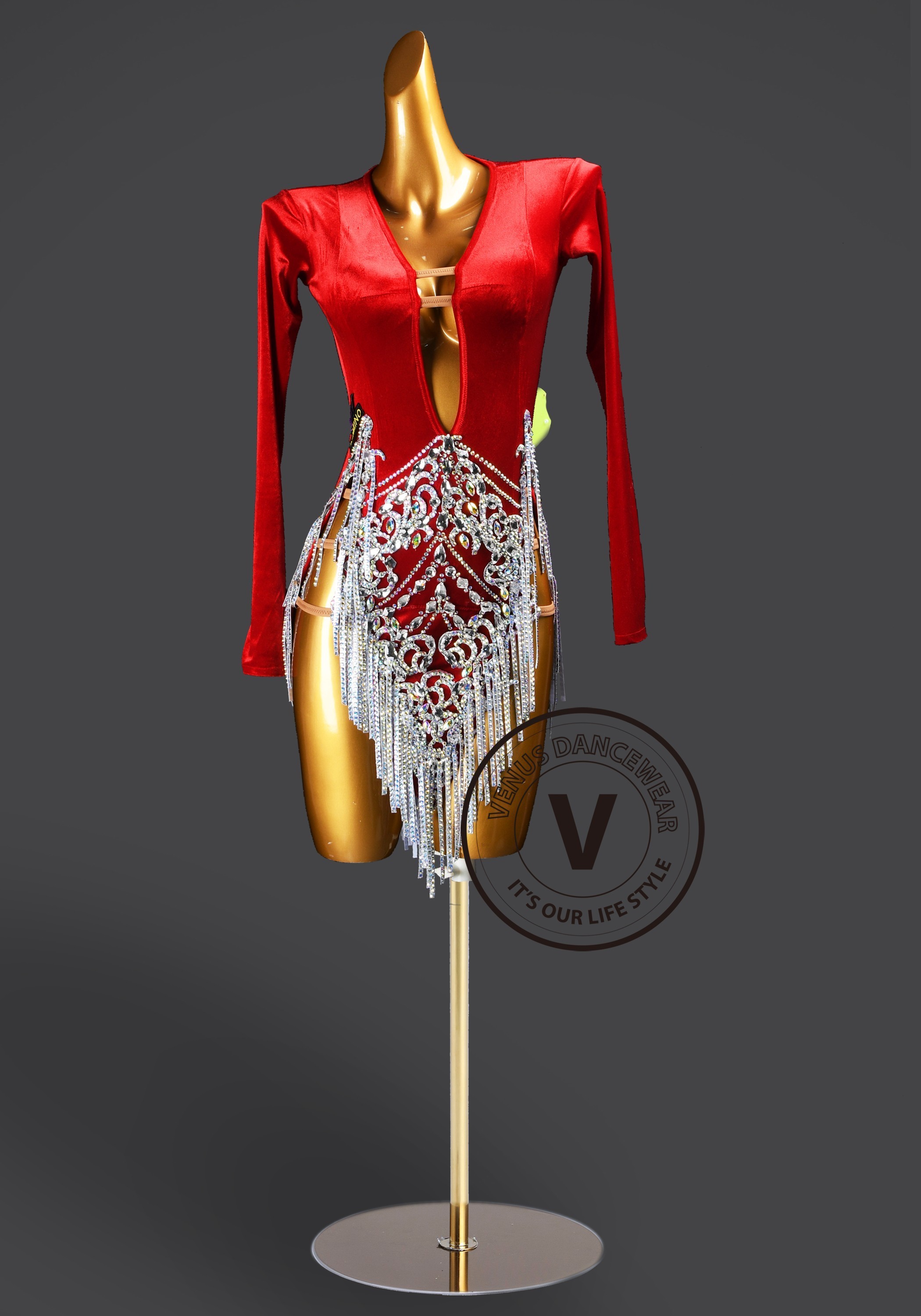 Scarlet Empress Latin Rhythm Chacha Salsa Rumba Competition Dance Dress