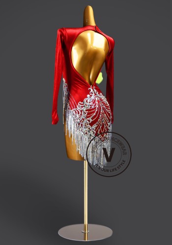 Scarlet Empress Latin Rhythm Chacha Salsa Rumba Competition Dance Dress