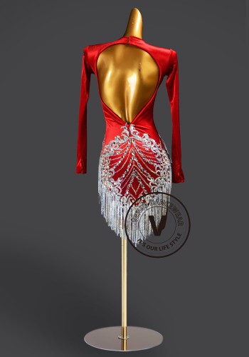 Scarlet Empress Latin Rhythm Chacha Salsa Rumba Competition Dance Dress