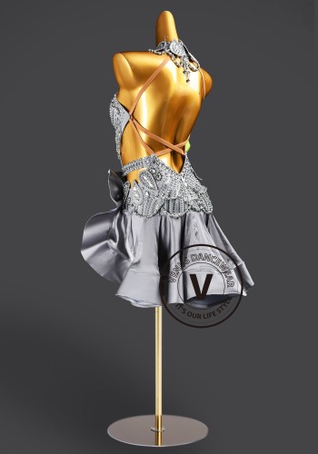 Silver Sonata Latin Rhythm Chacha Salsa Rumba Competition Dance Dress