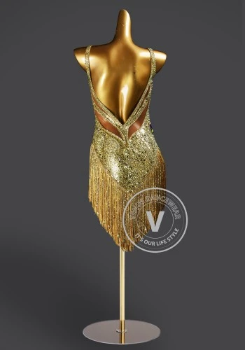 Golden Siren Rhapsody Latin Rhythm Chacha Salsa Rumba Competition Dance Dress
